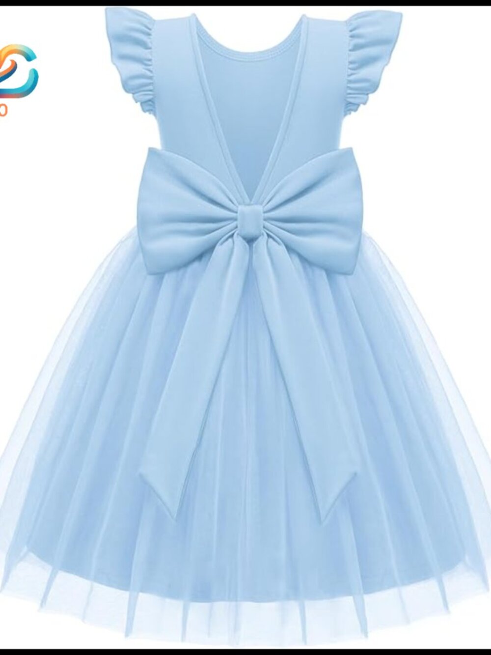 Toddler Flower Girl Dress V-Back Bowknot Formal Ball Gown Tulle 3-4T